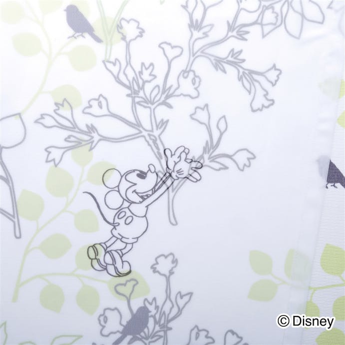 ディズニー レースカーテン ミッキーマウス グリーン 100×198cm 2枚組 洗濯OK UVカット92.6% ミラー加工【別送品】