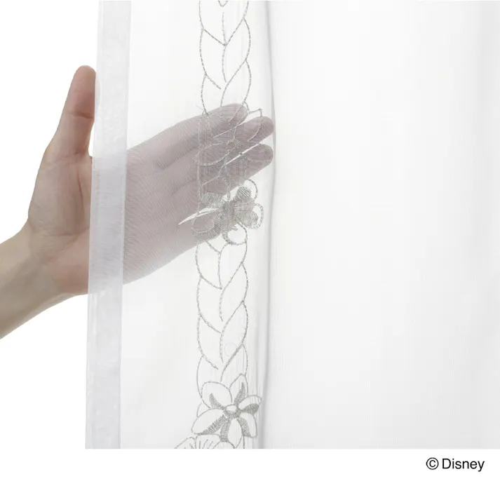 ディズニー レースカーテン ラプンツェル 100×108cm 2枚組 洗濯OK【別送品】