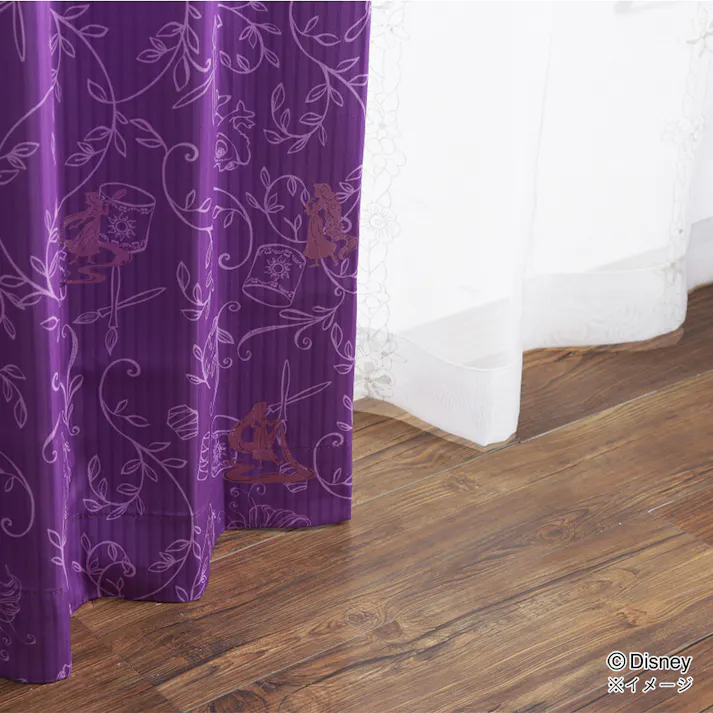 ディズニー レースカーテン ラプンツェル 100×108cm 2枚組 洗濯OK【別送品】