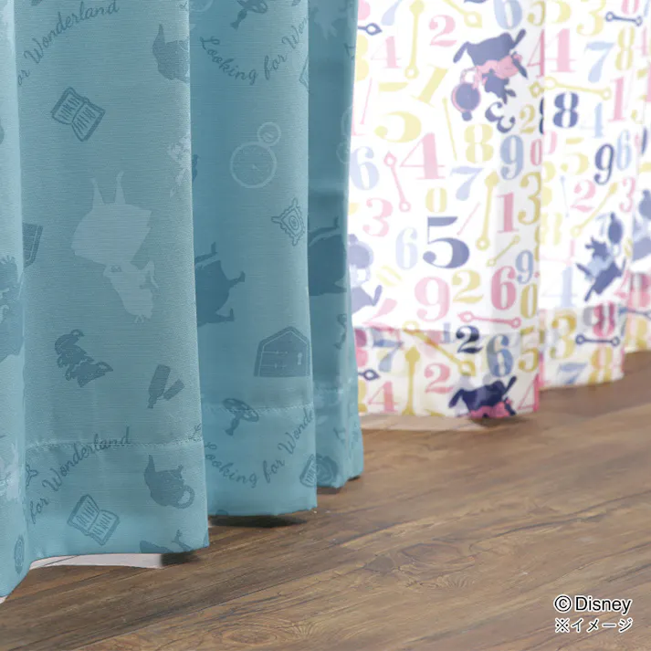 ディズニー レースカーテン 不思議の国のアリス 100×108cm 2枚組 洗濯OK【別送品】