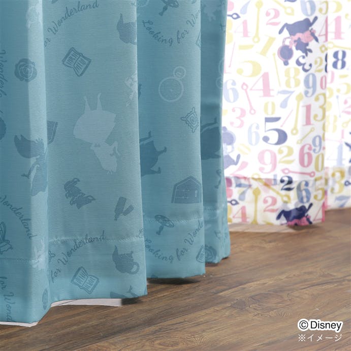 ディズニー レースカーテン 不思議の国のアリス 100×198cm 2枚組 洗濯OK【別送品】