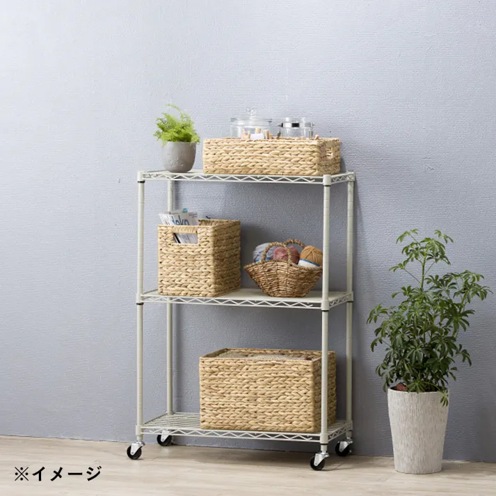 キャスター付きインテリアシェルフ 幅67 3段 アイボリー M24