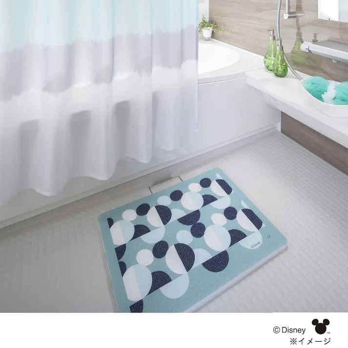 プリント風呂マットハーフ 幾何ミッキー