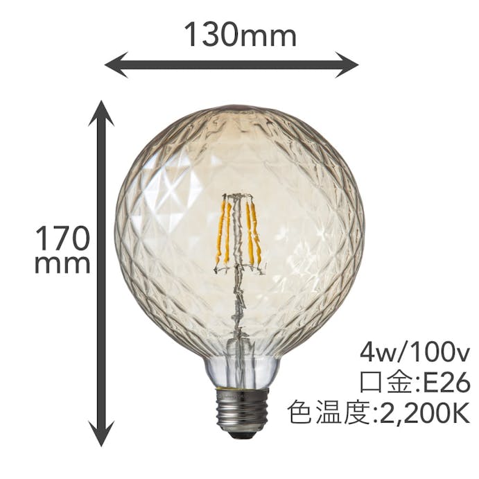 LEDフィラメント電球 E26 4.0W 電球色 LDA4L-D6