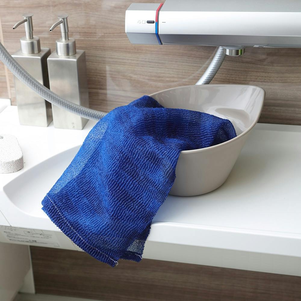 ナイロンボディタオル 超かため 超ロング ネイビー | お風呂グッズ