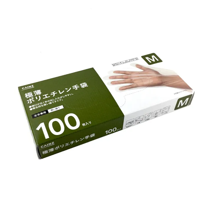 カインズ 極薄ポリエチレン手袋 M 100枚 CPE100M