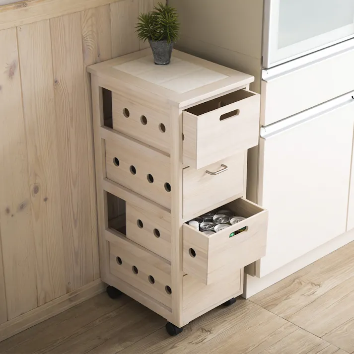 I1 キッチンストッカー4段 ホワイト