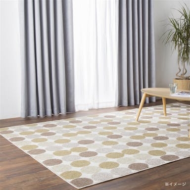 デザイン平織りカーペット サークル アイボリー 3畳(販売終了)