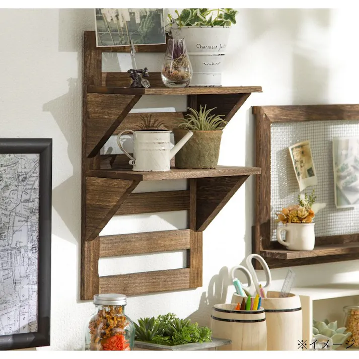 カインズ Kumimoku 木製棚セット ラダー 2段 ブラウン 30×45cm