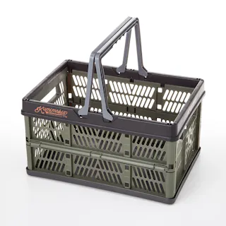 Kumimoku 取っ手付き折りたたみコンテナ L グリーン&ブラック 幅31cm 奥行44.2cm 高さ25.3cm