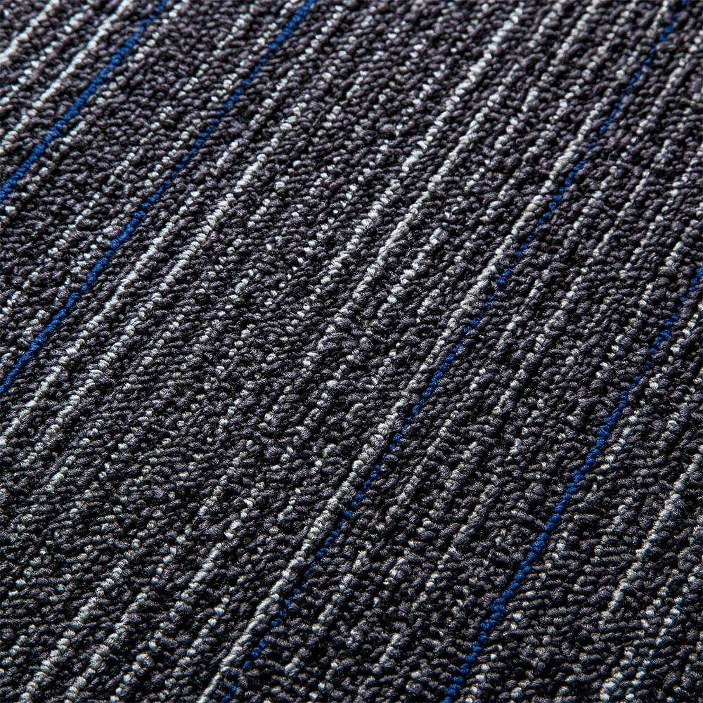 ケース販売】防炎タイルカーペット ストライプ ダークグレー・ブルー