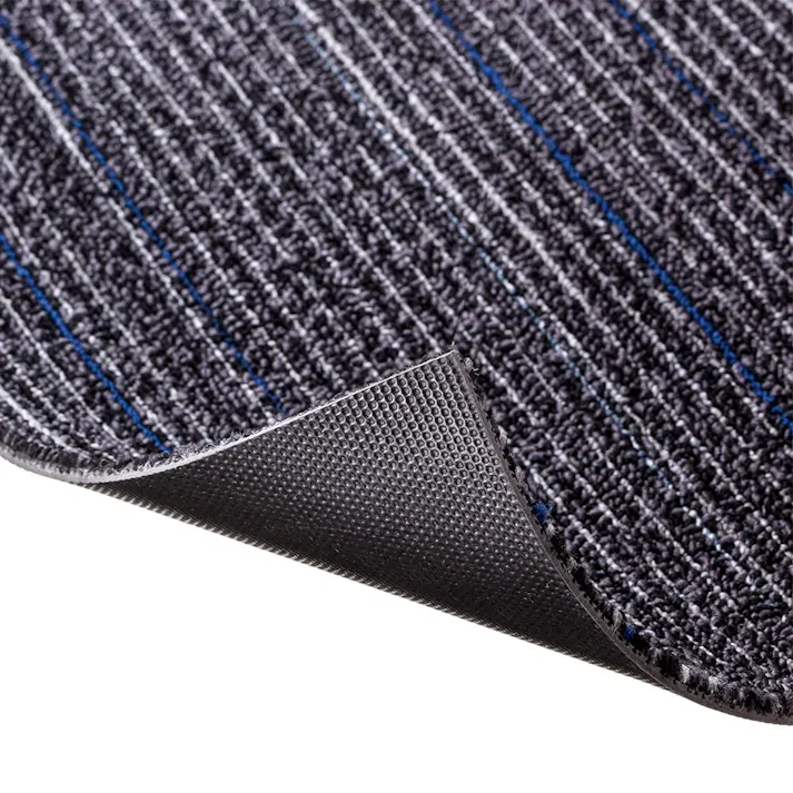 【ケース販売】防炎タイルカーペット ストライプ ダークグレー・ブルー 50×50cm 16枚