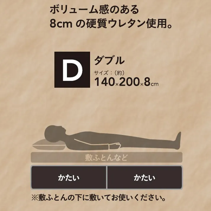厚さ8cmの硬質マットレス ダブル 140×200×8cm