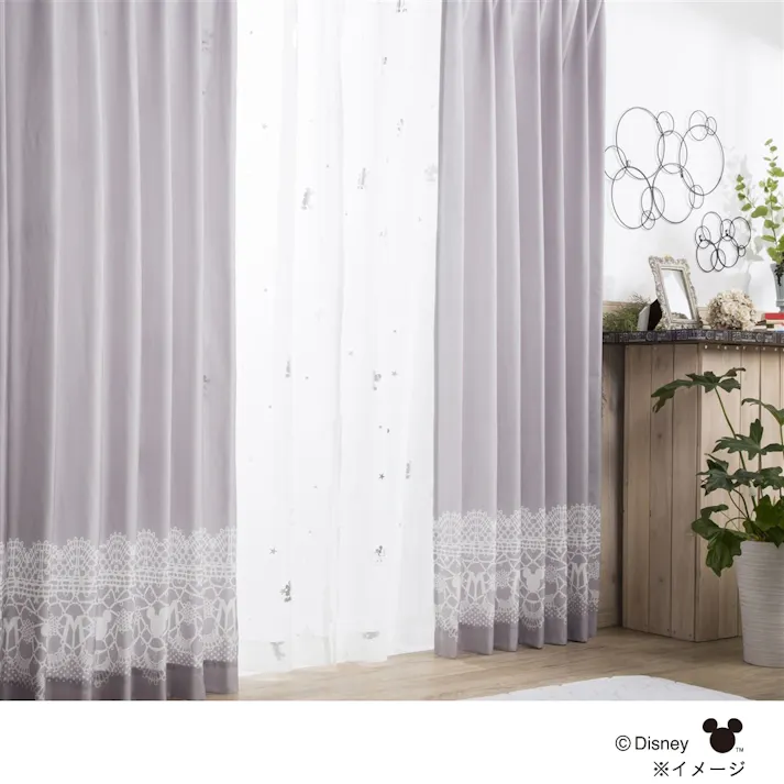 ディズニー 4枚組セットカーテン ミッキーマウス 100×178cm 洗濯OK 厚地:形状記憶・タッセル付き