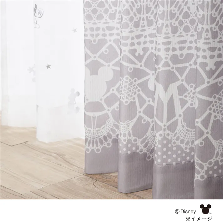 ディズニー 4枚組セットカーテン ミッキーマウス 100×200cm 洗濯OK 厚地:形状記憶・タッセル付き