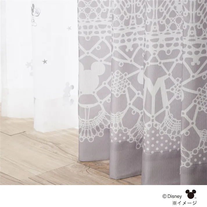 ディズニー 4枚組セットカーテン ミッキーマウス 100×210cm 洗濯OK 厚地:形状記憶・タッセル付き