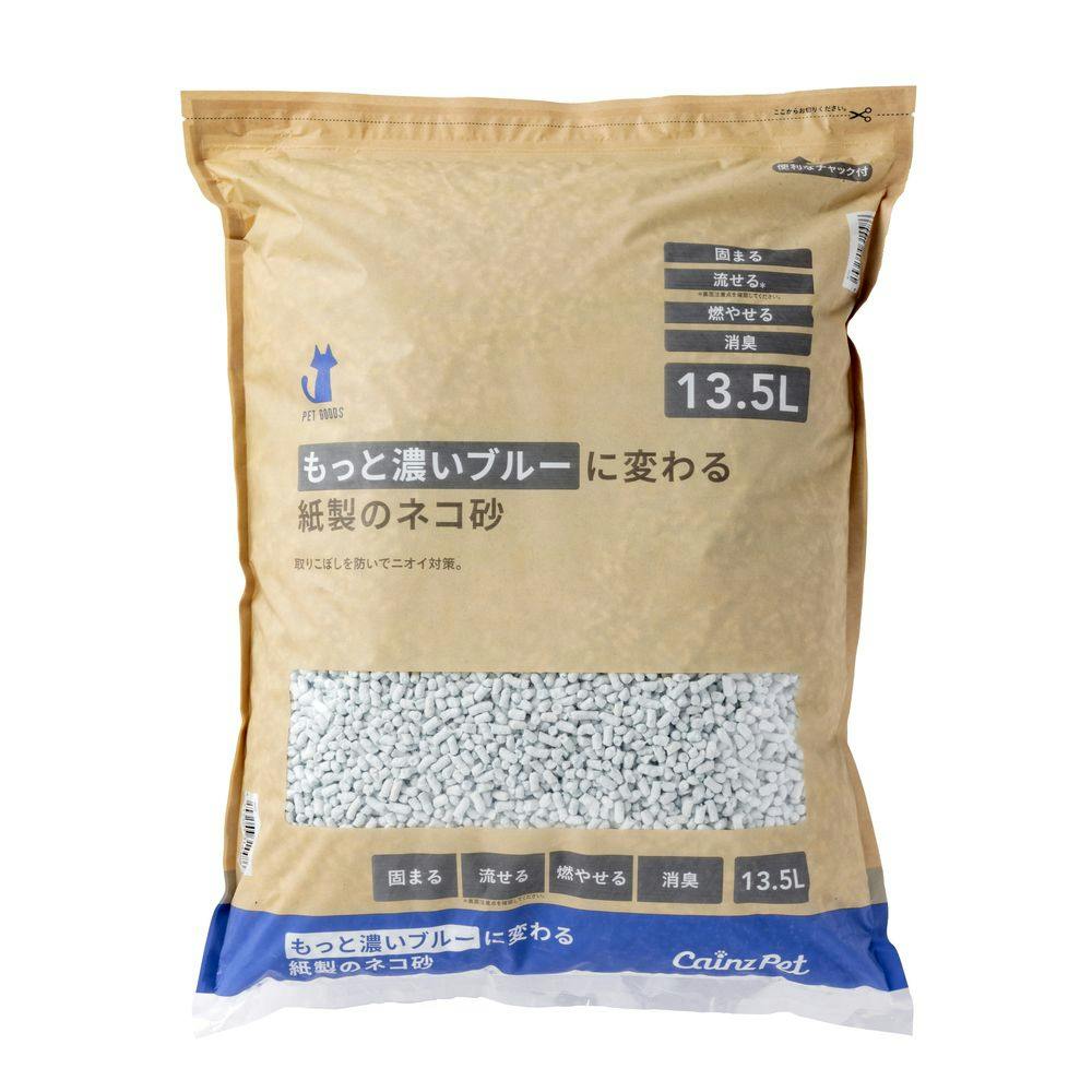 猫砂 Pet'sOne もっと濃いブルーに変わる紙製のネコ砂 13.5L 消臭 脱臭