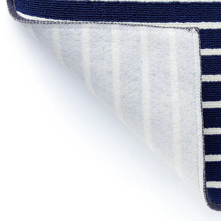 ずれにくい キッチンマット ボーダー ネイビー 45×120cm 洗濯機可 すべり止め加工