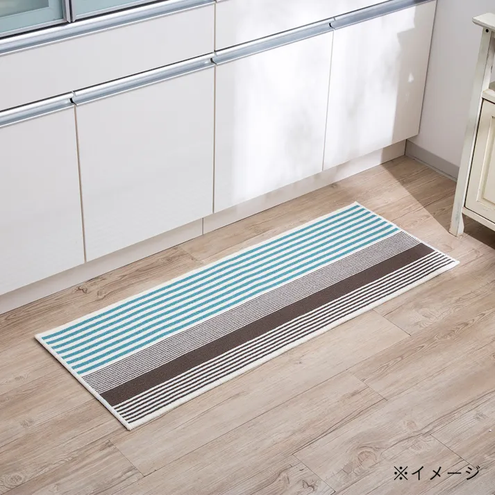 洗濯機可 ずれにくい キッチンマット CAボーダー 45×240cm