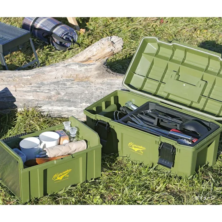 Kumimoku 道具が錆びにくい工具箱 カーキ 幅58cm 奥行28.5cm 高さ27cm