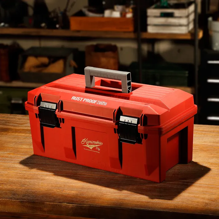 Kumimoku 道具が錆びにくい工具箱 レッド 幅58cm 奥行28.5cm 高さ27cm