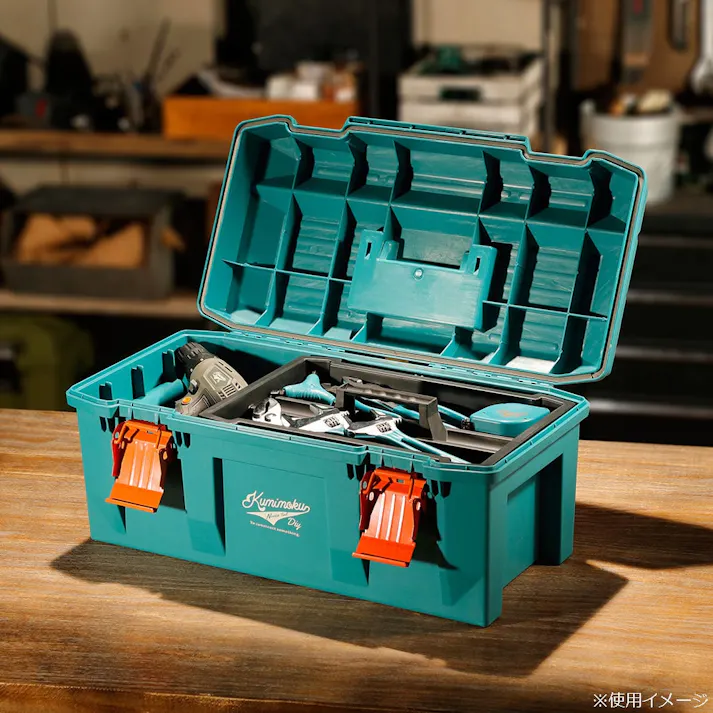 Kumimoku 道具が錆びにくい工具箱 ブルー 幅58cm 奥行28.5cm 高さ27cm