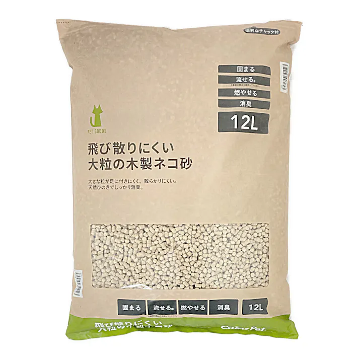 猫砂 Pet’sOne 飛び散りにくい 大粒の木製ネコ砂 12L 消臭 脱臭 大容量 飛び散り防止 固まる