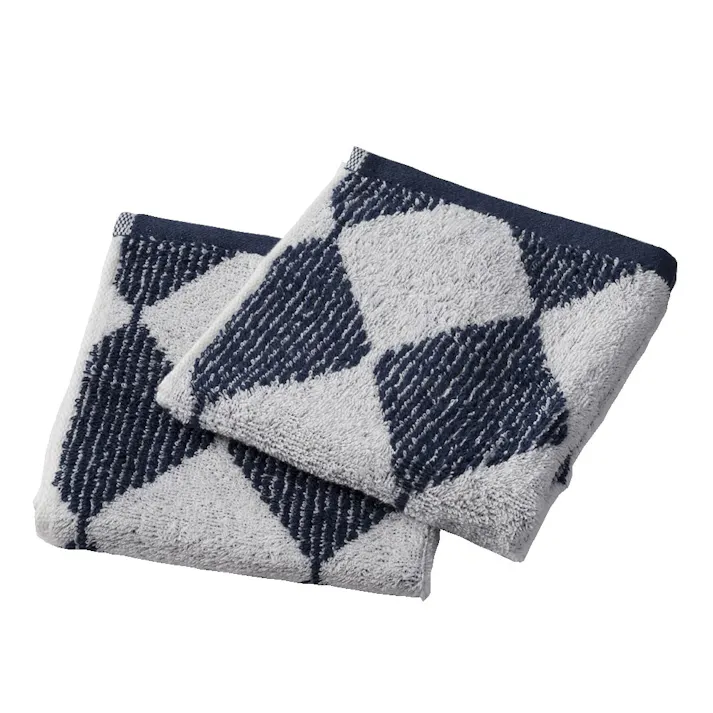 ふんわり ハンドタオル 2枚組み チェッカーネイビー(販売終了)