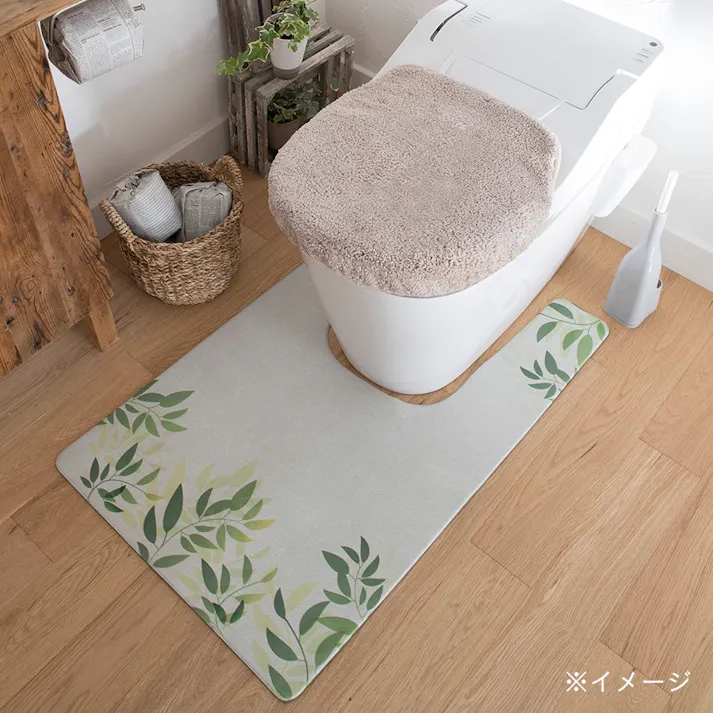 シートで拭ける耳長トイレマット リーフ(販売終了)