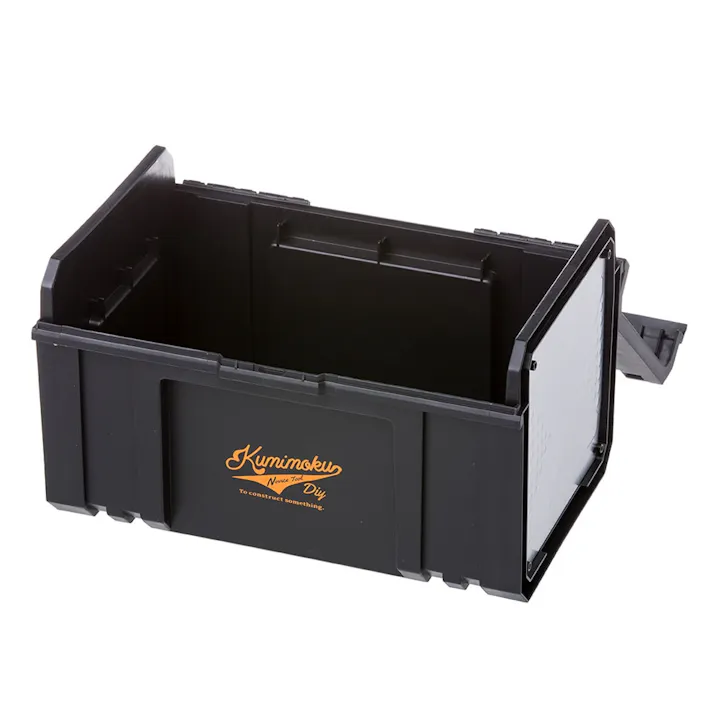 Kumimoku 道具がさびにくいワンタッチ工具箱 ブラック 幅38cm 奥行24cm 高さ22.5cm