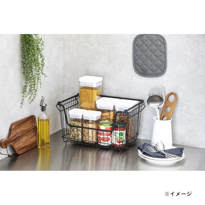 積み重ねバスケット L ブラック