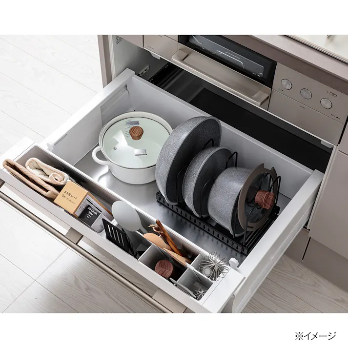 鍋・フライパン・ふた スタンド 分離式 ブラック