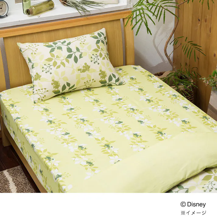 ボックスシーツ リーフミッキー ダブル 140×200×30cm※カバーのみ