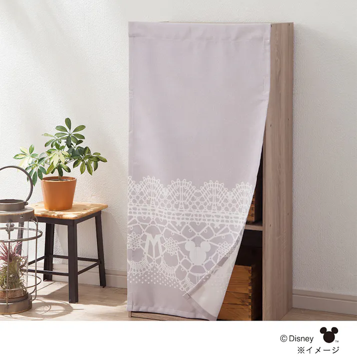 ディズニー ボックス用カーテン ミッキーマウス グレー 44×87cm 洗濯OK