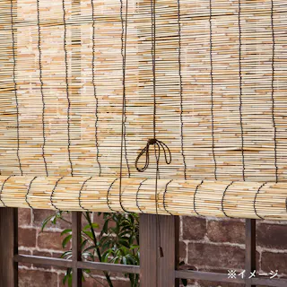 天津・黒丸竹すだれ 巻上器 シングル 180cm ブラウン すだれの巻き上げ ストップ位置自在 幅88cm用