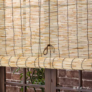 天津・黒丸竹すだれ 巻上器 シングル 220cm ブラウン すだれの巻き上げ ストップ位置自在 幅88cm用