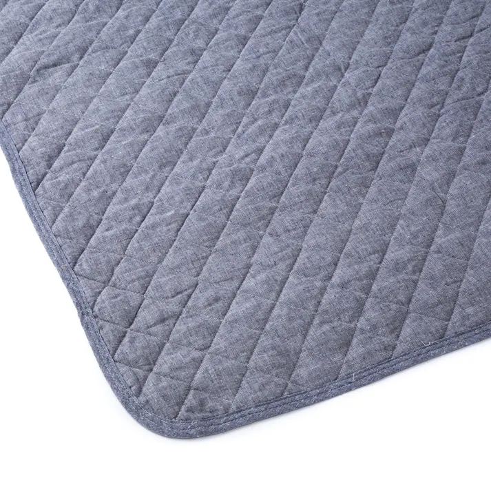 敷きパッド 綿麻 ネイビー シングル 100×200