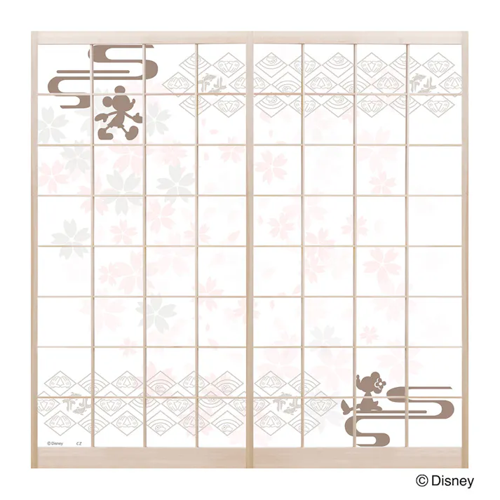 カインズ ディズニー 障子紙 ミッキーマウス 桜 幅92×長さ184cm