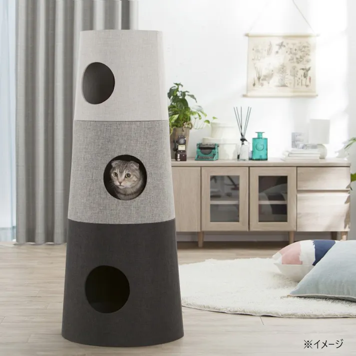 キャットインテリアタワー NECOTA セットカーサ グレー