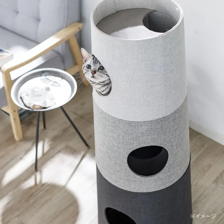 キャットインテリアタワー NECOTA セットカーサ グレー