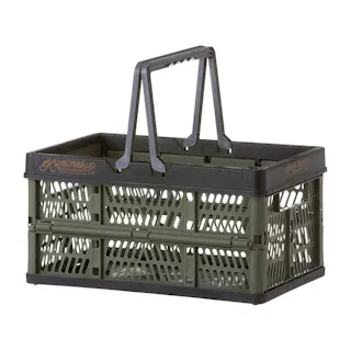 Kumimoku 取っ手付き折りたたみコンテナ S グリーン&ブラック 幅20cm 奥行30cm 高さ16cm