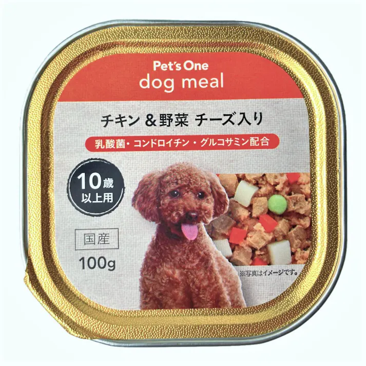 Pet’sOne ドッグミール トレイタイプ チキン&野菜 チーズ入り 10歳以上用 100g