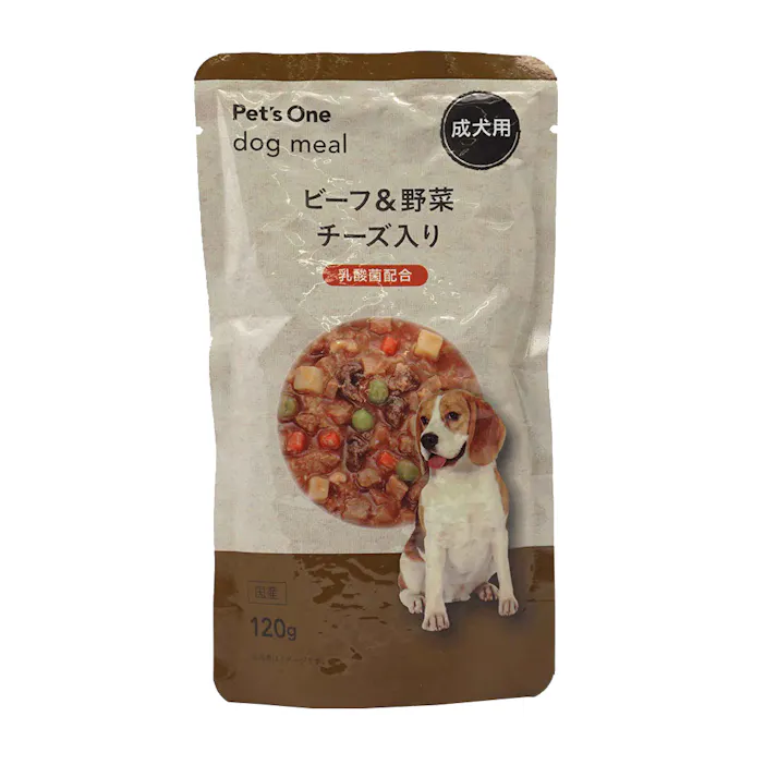 Pet’sOne ドッグミール パウチタイプ ビーフ&野菜 チーズ入り 成犬用 120g