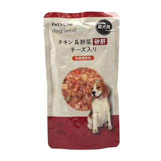 Pet’sOne ドッグミール パウチタイプ チキン&野菜 砂肝 チーズ入り 成犬用 120g