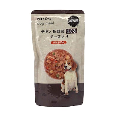 Pet’sOne ドッグミール パウチ タイプ チキン＆野菜 まぐろ チーズ入り 成犬用 120g