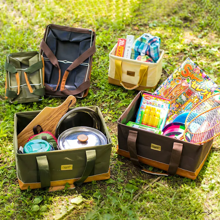 カインズ Kumimoku 折り畳みバッグ 小 カーキ