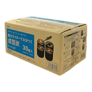 カインズ 着火ライターで火がつく 成型炭 30個入 3~4人用