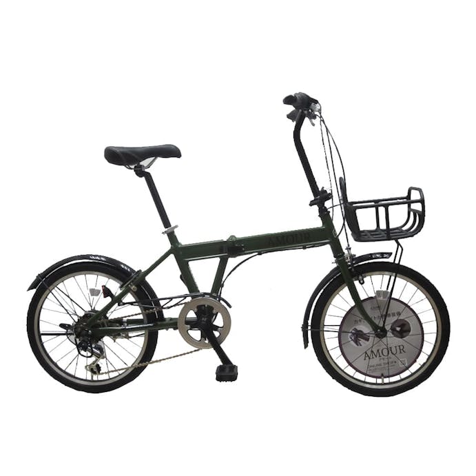 【自転車】アルミ折り畳み車 アモール AMOUR 20インチ 外装6段 カーキ(販売終了)