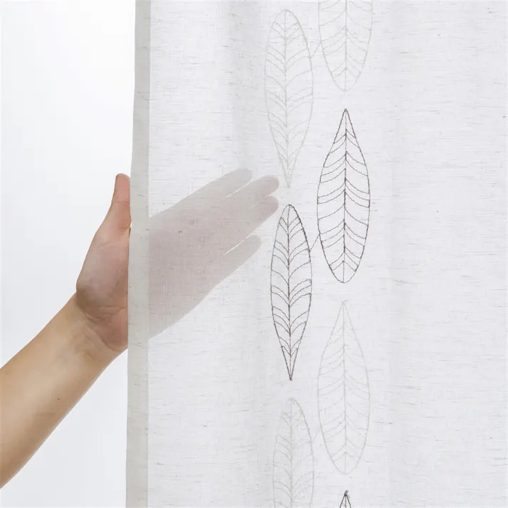 クスノキリーフ 100×198cm 2枚組 レースカーテン