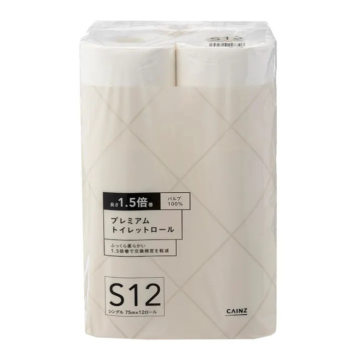 カインズ パルプ100% プレミアム 1.5倍巻きトイレットロール 12ロール シングル